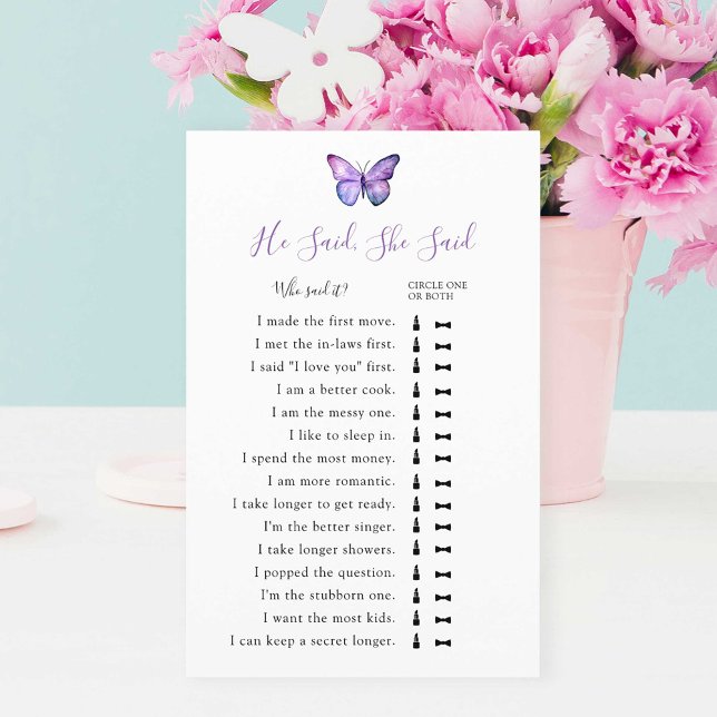 He Said She Said Bridal Shower Game Butterfly (Creator Uploaded)