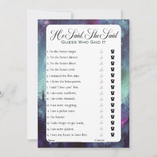 He Said She Said Bridal Shower Game Invitation