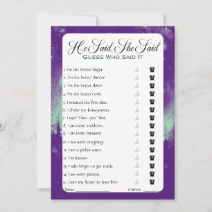 He Said She Said Bridal Shower Game Invitation