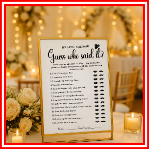 He Said She Said Bridal Shower Game Modern Wedding