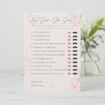 He Said She Said Bridal Shower Game Wedding Party