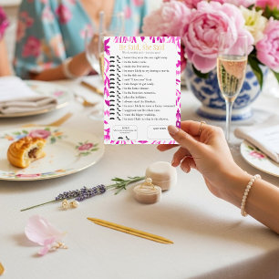 He Said, She Said Bridal shower Pink Game Invitation