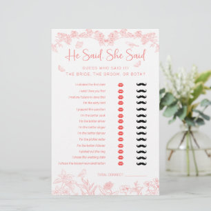 He Said, She Said Chinoiserie Bridal Shower Game