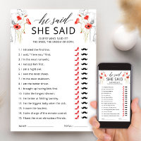 He Said She Said Floral Bridal Shower Game Card