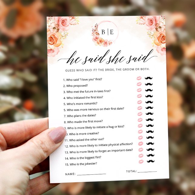 He Said She Said Game Greenery Bridal Shower Card (Creator Uploaded)