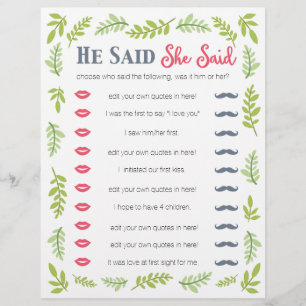 He said She Said illustrated foliage game
