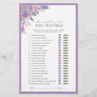 He Said She Said Lilac Lavender Bridal Shower Game