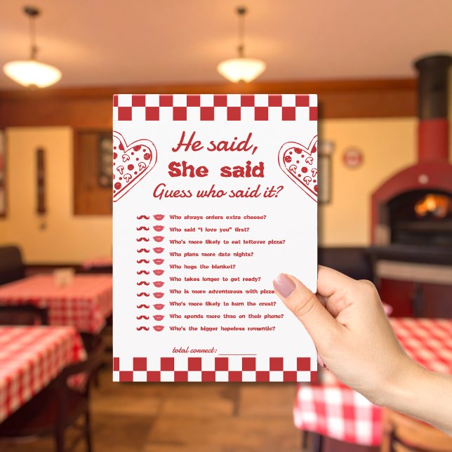 He Said She Said Pizza Bachelorette Game card (Creator Uploaded)