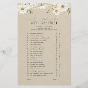 He Said She Said Rustic Daisy Bridal Shower Game