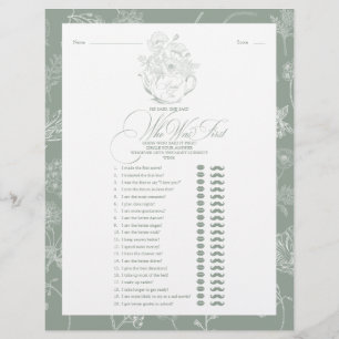 He Said She Said Sage Green Bridal Tea Shower Game