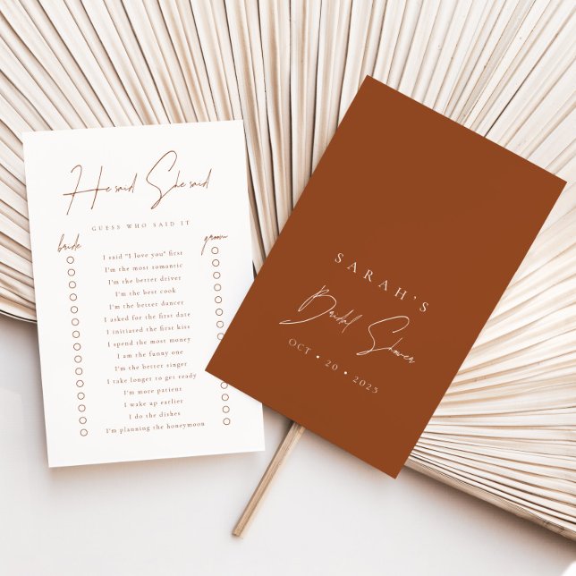 He Said She Said Terracotta Bridal Shower Game (Creator Uploaded)