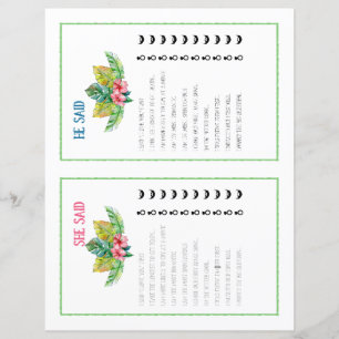 He Said She Said Tropical Bridal Shower Game