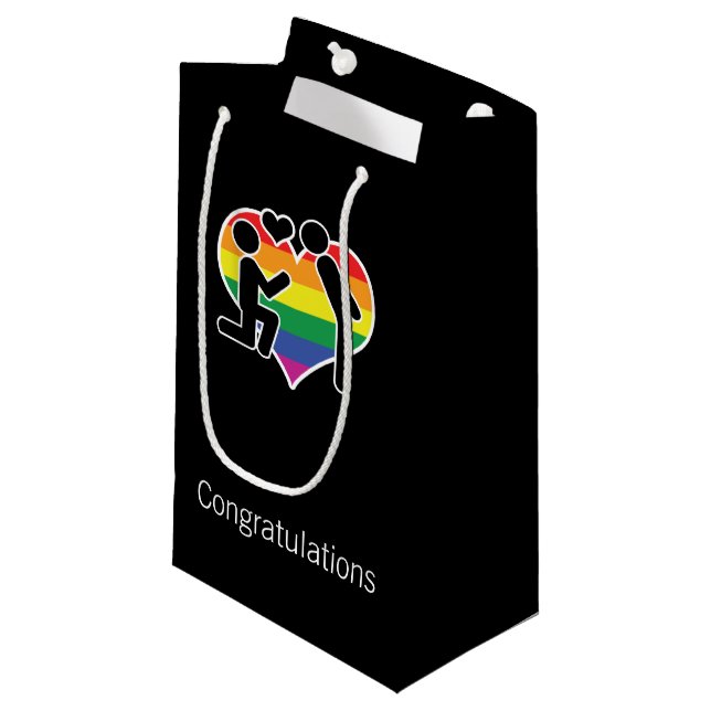 He Said Yes Congratulations Gay Wedding Small Gift Bag (Front Angled)
