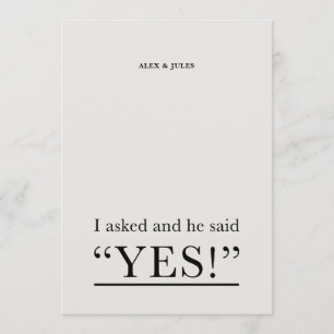 He Said Yes Word Text Engagement Party Invitation