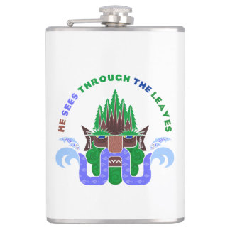He sees through the leaves hip flask