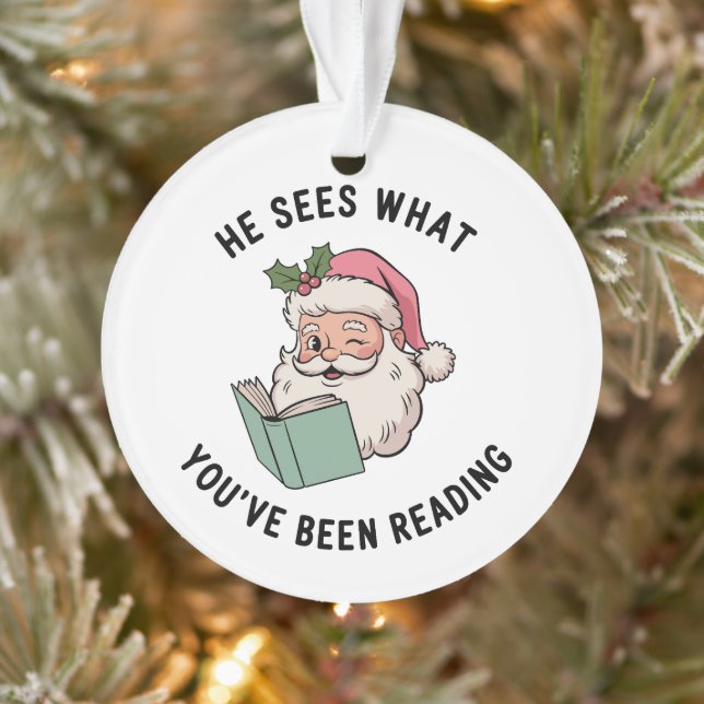 He Sees What You've Been Reading Bookish Christmas Ornament (Tree)