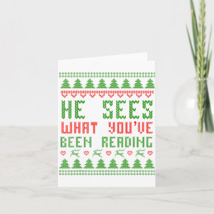 He Sees What You've Been Reading Christmas Book Wo Card