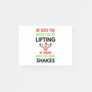 He Sees You When You’re Lifting Santa Claus Jing Post-it Notes