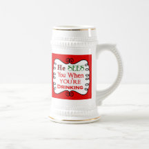 He Sees You When You're Drinking Christmas Stein