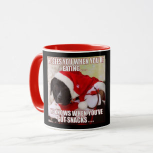 HE SEES YOU WHEN YOU'RE EATING. CUSTOMIZABLE!! MUG