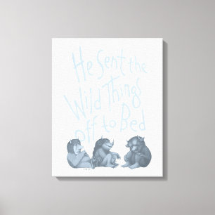 He Sent the Wild Things Off to Bed - Blue Canvas Print