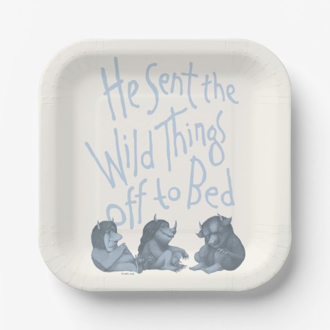 He Sent the Wild Things Off to Bed - Blue Paper Plate (Front)