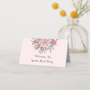 He & She Modern Baby in Bloom Gender Reveal Place Card