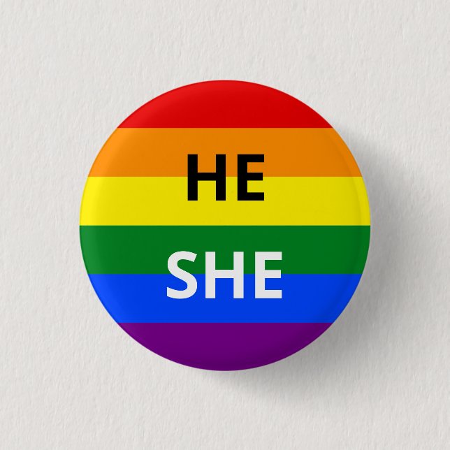 He/She Pronouns Rainbow Badge (Front)