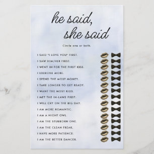 He She Said Cloud 9 Bridal Shower Game Elegant Sky Flyer