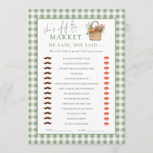 He She Said Market Gingham Bridal Shower Game card