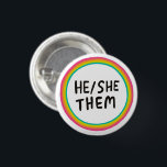 HE/SHE/THEM Pronouns Rainbow Bright Circle Rings 3 Cm Round Badge<br><div class="desc">Decorate your outfit with this cool art button. You can customise it and add text too. Check my shop for lots more colours and patterns! Let me know if you'd like something custom too.</div>