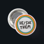 HE/SHE/THEM Pronouns Rainbow Soft Circle Rings 3 Cm Round Badge<br><div class="desc">Decorate your outfit with this cool art button. You can customise it and add text too. Check my shop for lots more colours and patterns! Let me know if you'd like something custom too.</div>