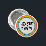 HE/SHE/THEM Pronouns Rainbow Soft Circle Rings 3 Cm Round Badge<br><div class="desc">Decorate your outfit with this cool art button. You can customise it and add text too. Check my shop for lots more colours and patterns! Let me know if you'd like something custom too.</div>