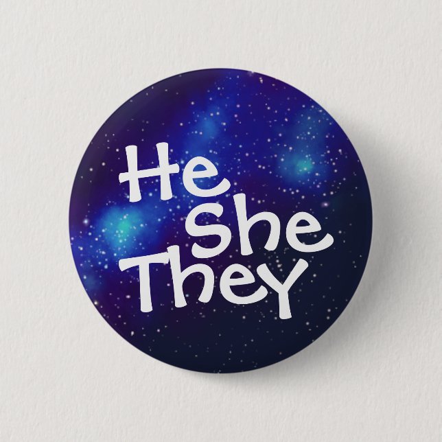 He/She/They Customisable Galaxy Pronoun Button (Front)