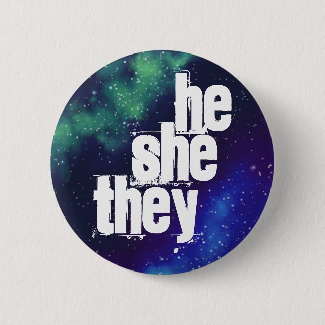 He/She/They Customisable Galaxy Pronoun Button (Front)