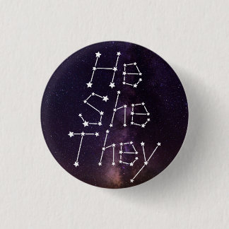 He/She/They Galaxy Starry Night Sky Constellation 3 Cm Round Badge