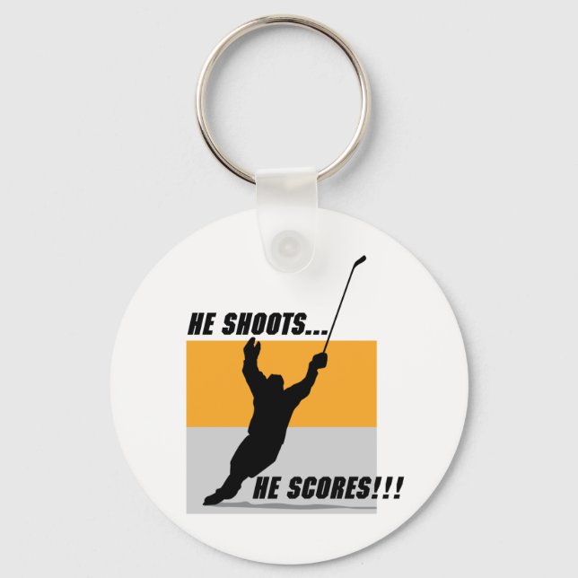 He Shoots....He Scores! Key Ring (Front)