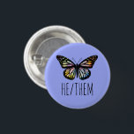 HE/THEM Pronouns Watercolor Butterfly  3 Cm Round Badge<br><div class="desc">Decorate your outfit with this cool art button. You can customise it and add text too. Check my shop for lots more colours and patterns! Let me know if you'd like something custom too.</div>