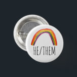 HE/THEM Pronouns Watercolor Rainbow   3 Cm Round Badge<br><div class="desc">Decorate your outfit with this cool art button. You can customise it and add text too. Check my shop for lots more colours and patterns! Let me know if you'd like something custom too.</div>