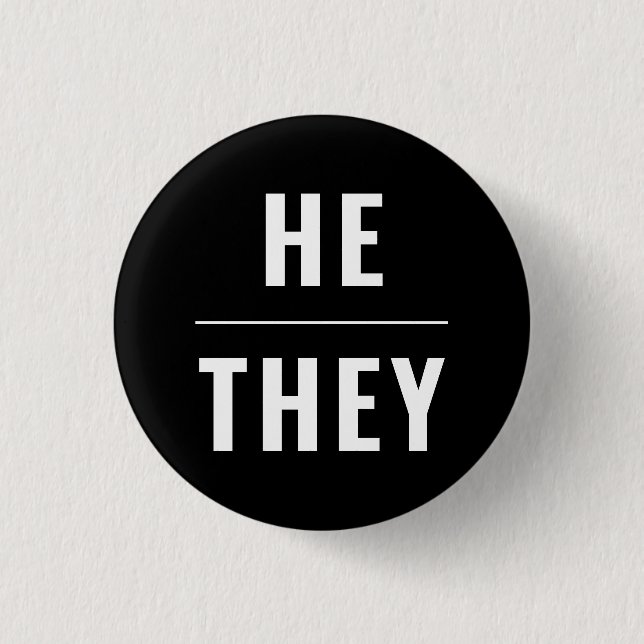 He They Gender Pronouns white black lgbtq pride 3 Cm Round Badge (Front)