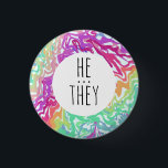 HE/THEY Pronouns Colourful Rainbow Swirls CUSTOM  3 Cm Round Badge<br><div class="desc">Decorate your outfit with this cool art button. Makes a great  gift! You can customise it and add text too. Check my shop for lots more colours and patterns! Let me know if you'd like something custom too.</div>