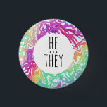 HE/THEY Pronouns Colourful Rainbow Swirls CUSTOM  3 Cm Round Badge<br><div class="desc">Decorate your outfit with this cool art button. Makes a great  gift! You can customise it and add text too. Check my shop for lots more colours and patterns! Let me know if you'd like something custom too.</div>
