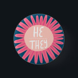 HE / THEY Pronouns Flower Pride Handlettered 3 Cm Round Badge<br><div class="desc">Decorate your outfit with this cool art button. Makes a great  gift! You can customise it and add text too. Check my shop for lots more colours and patterns! Let me know if you'd like something custom too.</div>