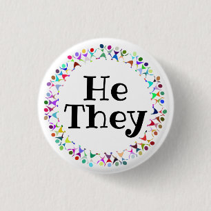 He They Pronouns in Human Figures Circle 3 Cm Round Badge