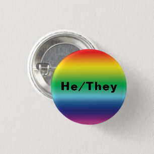 He, They Pronouns Lgbtq Lgbt Pride Rainbow Colours 3 Cm Round Badge