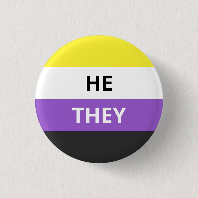 He/They Pronouns Non-Binary Flag Badge (Front)