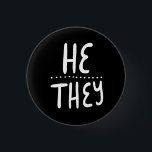 HE/THEY Pronouns Pride Handlettered Minimal 3 Cm Round Badge<br><div class="desc">Decorate your outfit with this cool art button. Makes a great  gift! You can customise it and add text too. Check my shop for lots more colours and patterns! Let me know if you'd like something custom too.</div>