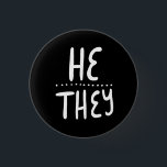 HE/THEY Pronouns Pride Handlettered Minimal 3 Cm Round Badge<br><div class="desc">Decorate your outfit with this cool art button. Makes a great  gift! You can customise it and add text too. Check my shop for lots more colours and patterns! Let me know if you'd like something custom too.</div>