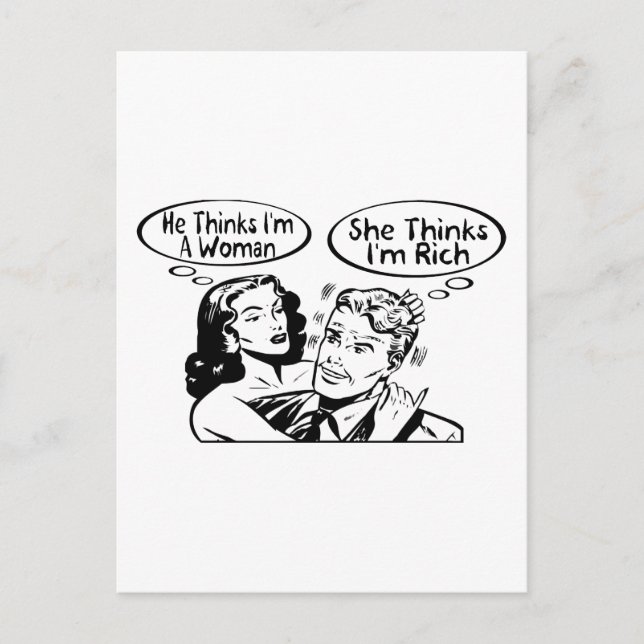 He Thinks She Thinks Postcard (Front)