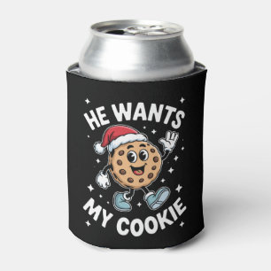 He Wants My Cookie Christmas Santa Hat Dessert Can Cooler
